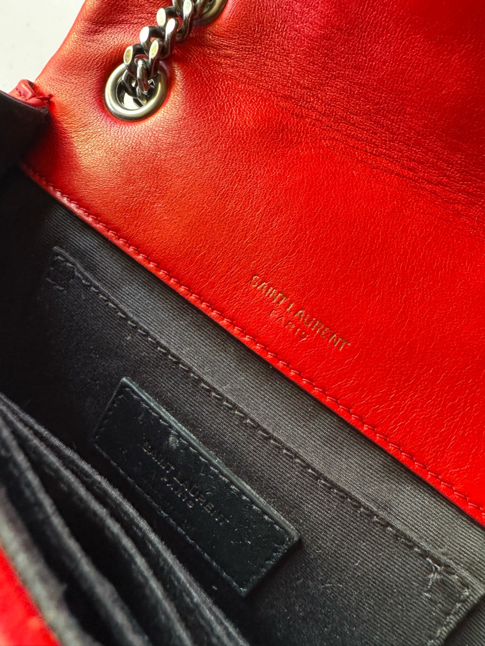 Saint Laurent Red Quilted Leather Chain Shoulder Bag - Picture 8 of 10